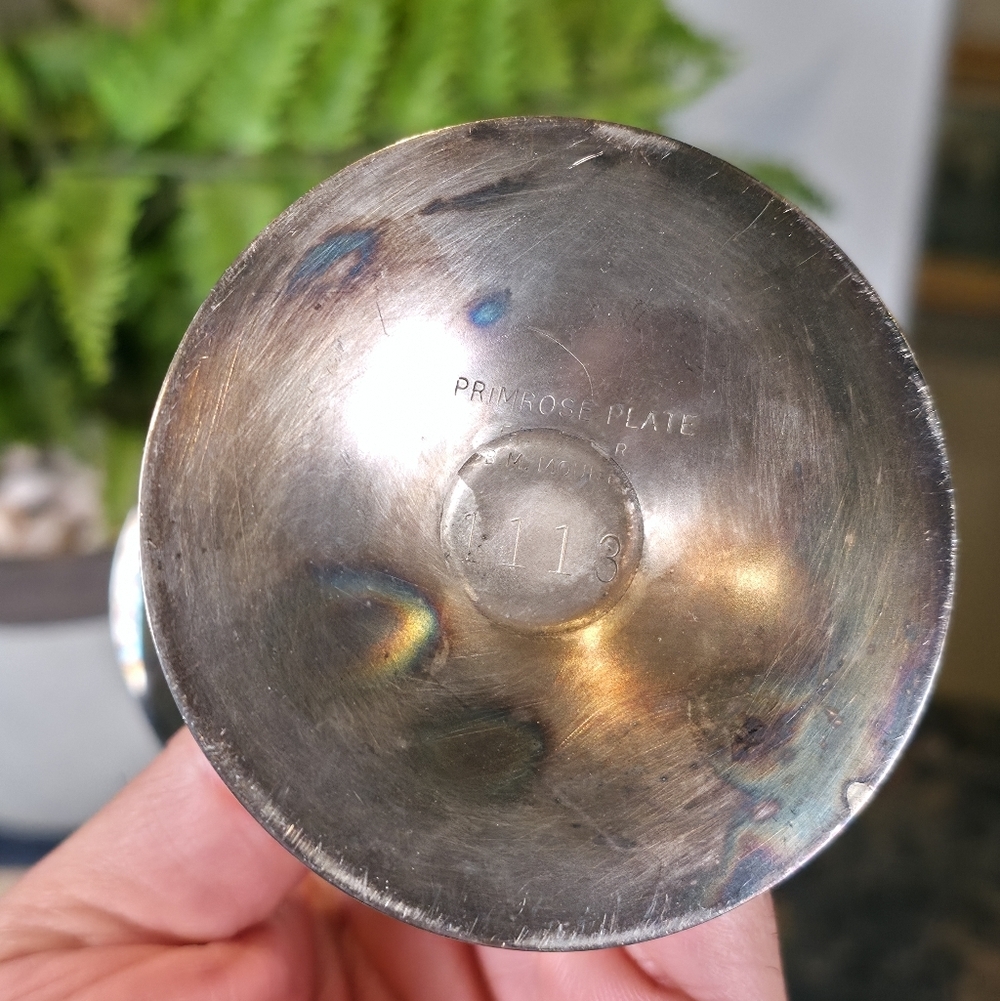 ​Set of 6 Vintage Birks Primrose Plate Silver Cordial Goblets Gold Wash Interior - Picture 8 of 14